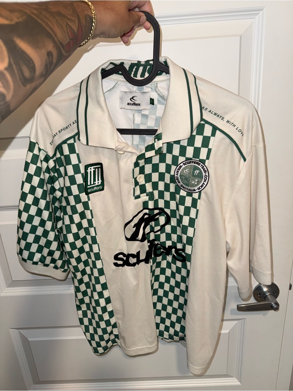 Scuffers Men’s Green & White Check Polo Shirt
